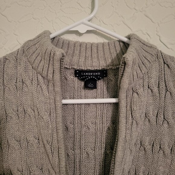 Lands End Women's Size L Front Zip Grey Cardigan Sweater - Picture 4 of 6